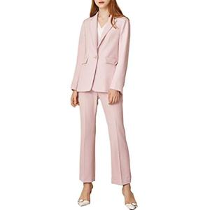 レディース スーツ パンツセット ２点セットアップ ピンク 通勤 ストレッチ エレガンス 就活 大き...