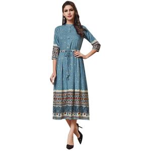 SHRI BALAJI 8746 Latest Indian Blue Rayon Frock Ma...