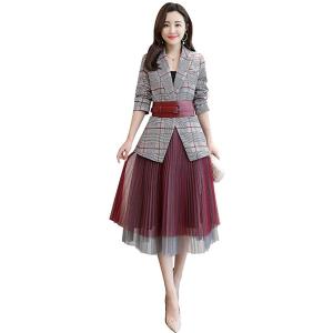 スカートスーツ ジャケット ワンピース 上下セット アウター セットアップ レディース ２点セットエ...
