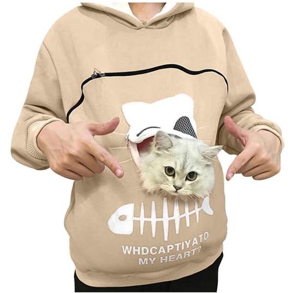 トレーナー パーカー 森ガール Zoiearl 猫耳付き 可愛い 猫抱っこ用服 男女兼用 猫入れポケ...