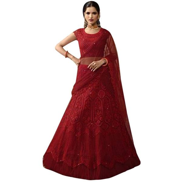 SHRI BALAJI 8712 Hit Indian Latest Red Net Lehenga...