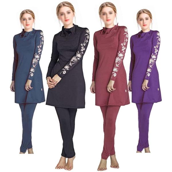 3ピースイスラム教徒の水着、控えめな水着イスラムヒジャーブフルカバレッジビーチウェアサーフィンスーツ...