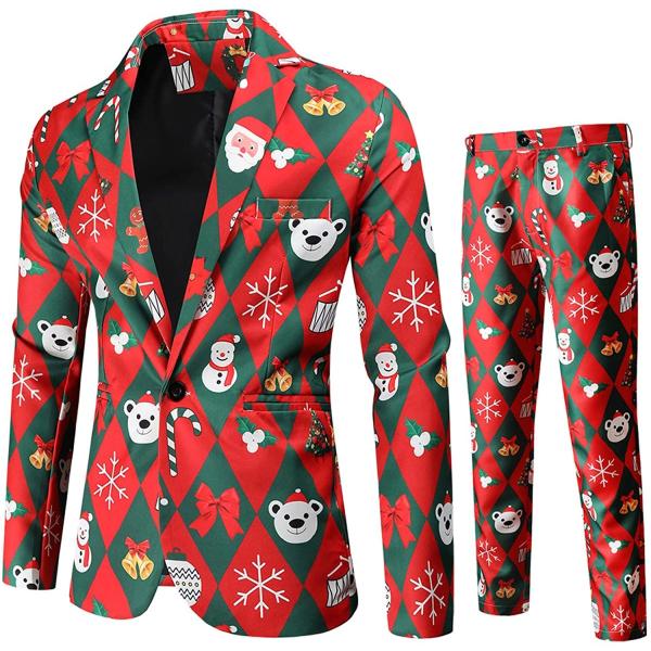 2個のクリスマスのスーツの雪だるましのタキシードジャケットが長いスーツのズボンのノベルティクリスマス...