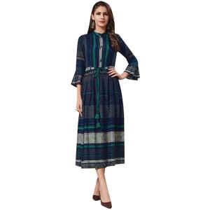SHRI BALAJI 8746 Latest Indian Dark Blue Rayon Fro...