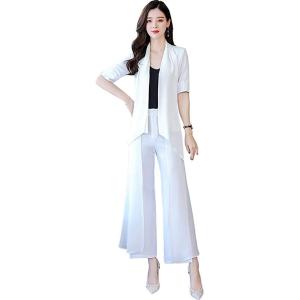 ワイドパンツスーツ レディース 2点セット セットアップ レディース スーツ ワイドパンツ ドレス ...