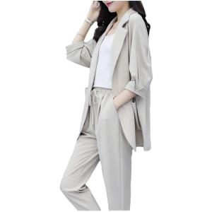 レディーススーツ スーツセット シャケット ロングパンツ 上下 セットアップ ビジネススーツ フォー...