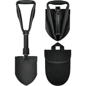 米軍タイプ 三つ折 スコップ ケース付き ブラック折り畳み 折畳み