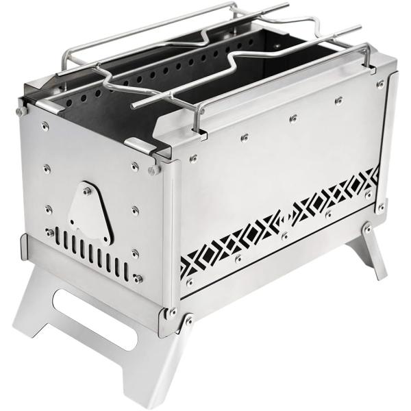 二次燃焼焚き火台2次燃焼キャンプファイヤーピット直火焚き火調理ステンレス鋼焼き網バーベキューBBQテ...