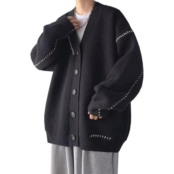 カーディガン メンズニット Vネック ボタン セーター 無地 カジュアル シンプル ストールカーディ...
