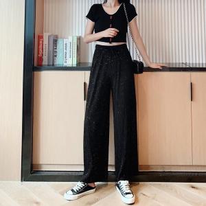 冷感ワイドパンツ シフォン 夏 レディース ス...の詳細画像5