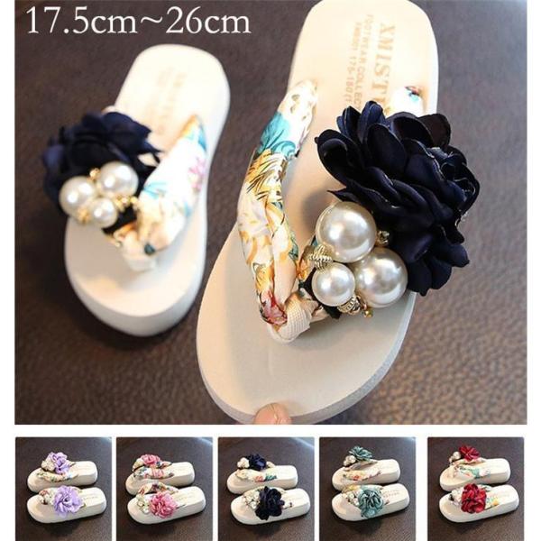【値下げ】ビーチサンダル子供から大人ok~ 子供靴 浴衣 甚平 花柄　女の子こども用 マジックテープ...