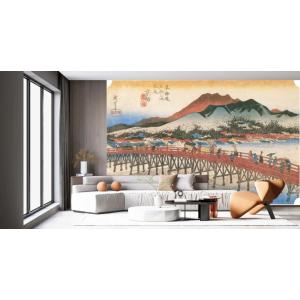 【新商品】壁紙アート歌川広重 東海道五拾三次之内 京師 三条大橋 クロス 日本画 インテリア 絵画 ...