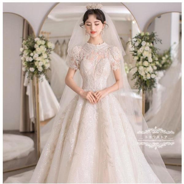 ウェディングドレス 韓国 ウエディングドレス プリンセスライン ウェディングドレス 安い 結婚式 披...