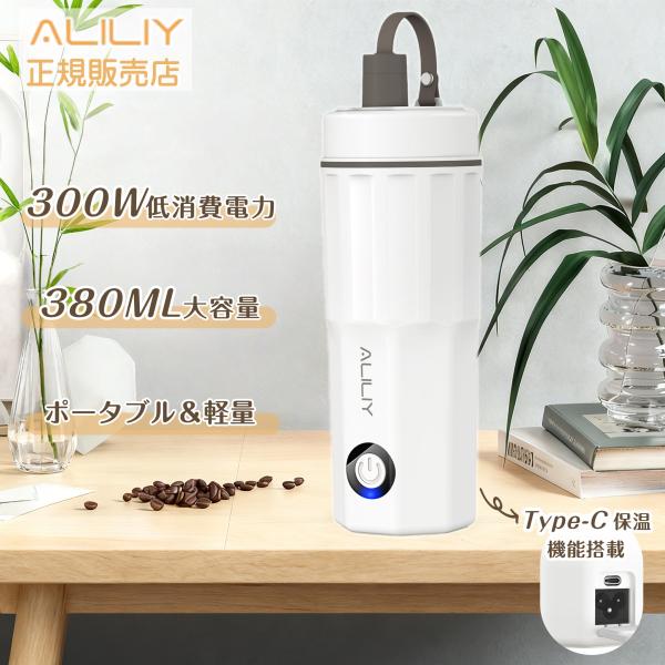 電気ケトル ポータブル トラベルケトル Type-C給電で保温  2WAY給電 小型 380ML 1...