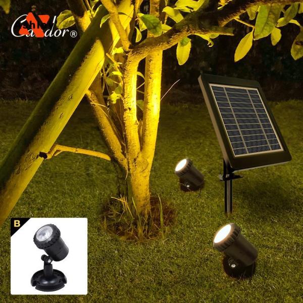 ソーラーライト 屋外 明るい 改良版 IP68 防水 LEDスポットライト ガーデンライト 温暖色２...