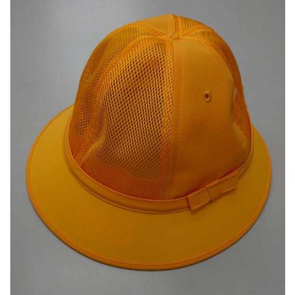 学童帽子 黄色 メトロ型 メッシュ アゴゴム紐付 サイズ調整機能