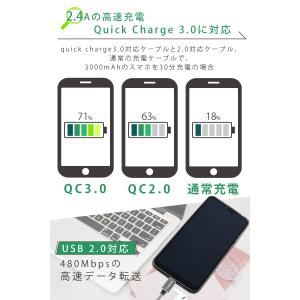 マイクロUSBケーブル 2m 2本組 2.4A...の詳細画像3