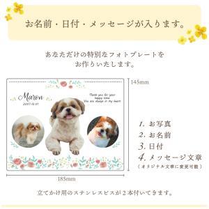 写真3枚入り ペットメモリアルプレート ピンク...の詳細画像2