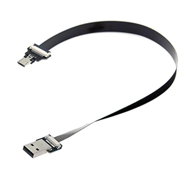 Cablecc USB 2.0Type-Aオス-マイクロUSB5ピンオスデータフラットスリムFPCケ...