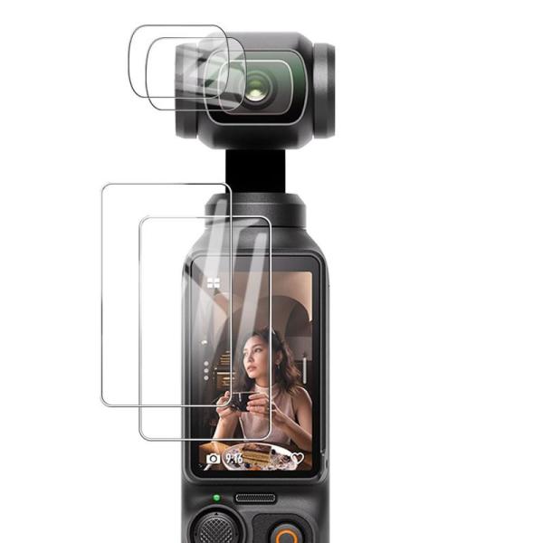 4枚入りFor DJI OSMO Pocket 3 保護フィルム メイン画面用2枚+レンズ保護フィル...