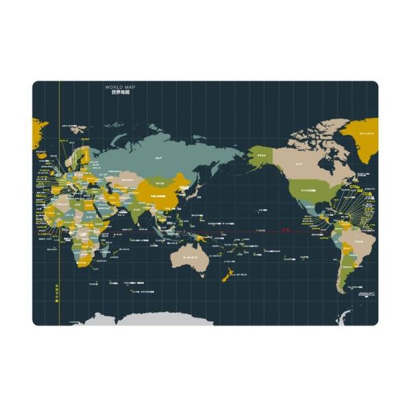 世界・日本地図下敷き A4サイズ 表面：世界地図裏面：日本地図
