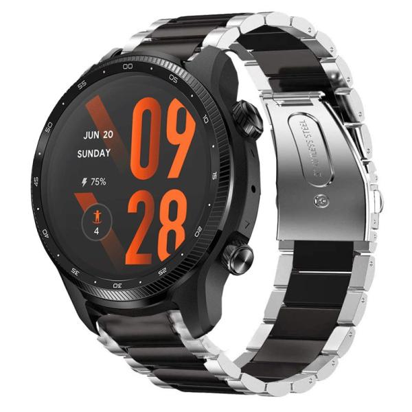 Lamshaw バンド 対応 TicWatch Pro 3 Ultra, ステンレス メタル ベルト...