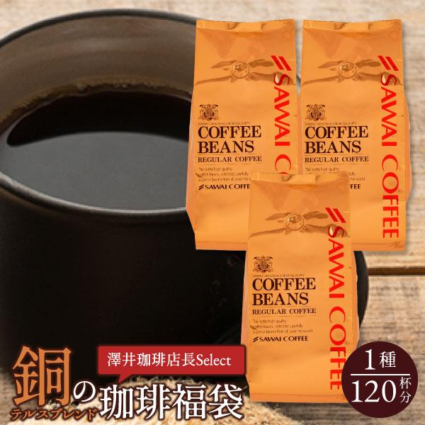 コーヒー コーヒー豆 珈琲 珈琲豆 お試し 豆 銅の珈琲 120杯 分 福袋 テルスブレンド 1.2...