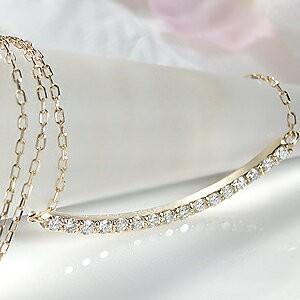 ダイヤモンド エタニティ ライン ネックレス 10k 10金 0.2ct ダイヤ ペンダント SAN...