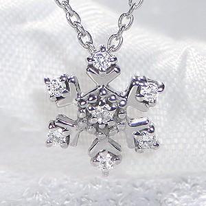 雪の結晶 ダイヤモンド ネックレス ダイヤ 18k k18 18金 ホワイト