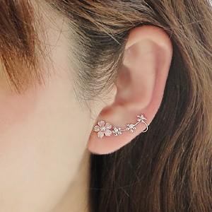 イヤーカフ ピアス ダイヤモンド ピンクシェル 10k 10金 WG イヤー 