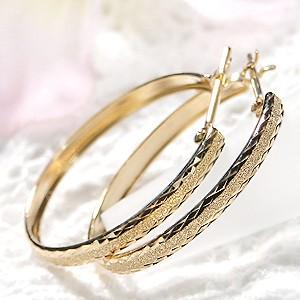 ゴールド 地金 ボール フープ ピアス K18 YG K14 WG ミラーボール 18金