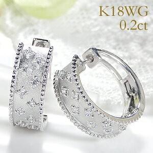 K18WG ダイヤモンド フープ ピアス 18金 k18 ゴールド ホワイト 