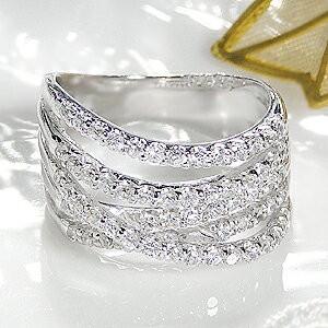 pt900 0.82ct ダイヤモンド 5連 グラマラス エタニティリング  