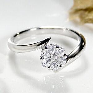 ダイヤモンド エタニティ リング プラチナ フラワー 指輪 pt900 0.25ct