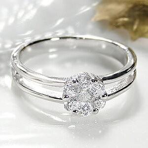 pt900 0.30ct フラワー ダイヤモンド リング 0.30ct フラワー