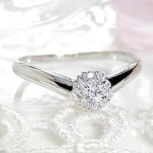 フラワーモチーフ　Pt900 0.2ct ダイアモンド リング　フラワー リング 0.2カラット 花...