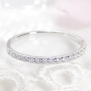 ダイヤモンド リング エタニティ プラチナ 0.2カラット 華奢 細身 ダイヤ シンプル 10k 1...