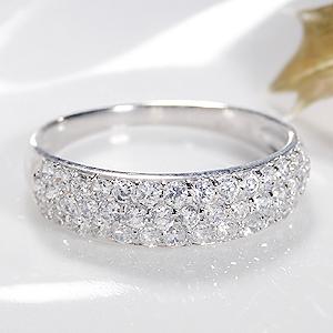 Pt900 0.7ct ダイヤモンド パヴェ リング ファッション ジュエリー アクセサリー レディ...