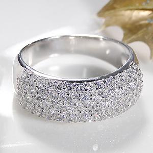Pt900 1.0ct ダイヤモンド パヴェ リング ファッション ジュエリー アクセサリー レディ...