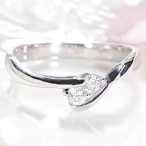 Pt900(ハード) 0.15ct ダイヤモンド 送料無料 ダイア ウエーブ リング 