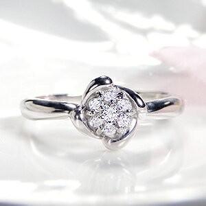 ダイヤモンド ミル打ち リング リーフ 指輪 プラチナ ダイヤ 0.1ct