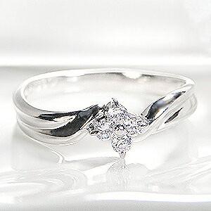 フラワーモチーフ Pt900 0.2ct ダイアモンド リング フラワー リング