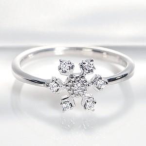 ダイヤモンドリング ダイヤモンド リング 指輪 雪の結晶 18k 18金 ゴールド ダイヤ 0.07ct SAR0148｜sawanobori