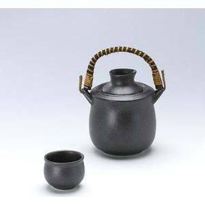 沢の鶴がおススメする 黒結晶耳付 美濃焼き燗徳利 130ml　小