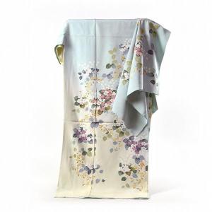 総手刺繍訪問着【蘇州刺繍◆菖蒲】牡丹鼠色（やや灰みを帯びた淡い淡いラベンダー） 訪問着 手縫いお仕立て付き 総刺繍 蘇州刺繍 波に松、楓、梅 グレー色