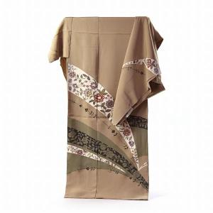 【新品未使用】皇室献上 寿光織　小紋　たてぼかし　反物　ベージュ　未仕立て 皇室献上作家 藤井寛】 ＜寿光織・高級紋織ちりめん地使用