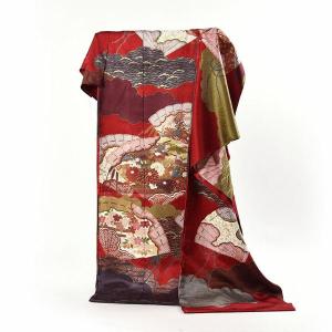 平和屋本店□極上 皇室献上作家 藤井寛 振袖 山路霞に百花の図 金彩