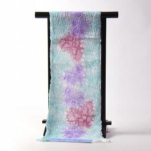 藤娘きぬたや 有松鳴海絞り 絞り浴衣 お花 水色、赤紫色 反物販売 お