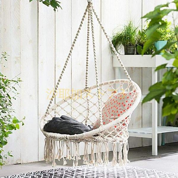 ハンモックチェア マクラメ編みハンギングチェア 吊り下げ式 大人＆子供兼用 耐荷重150kg 屋外/...