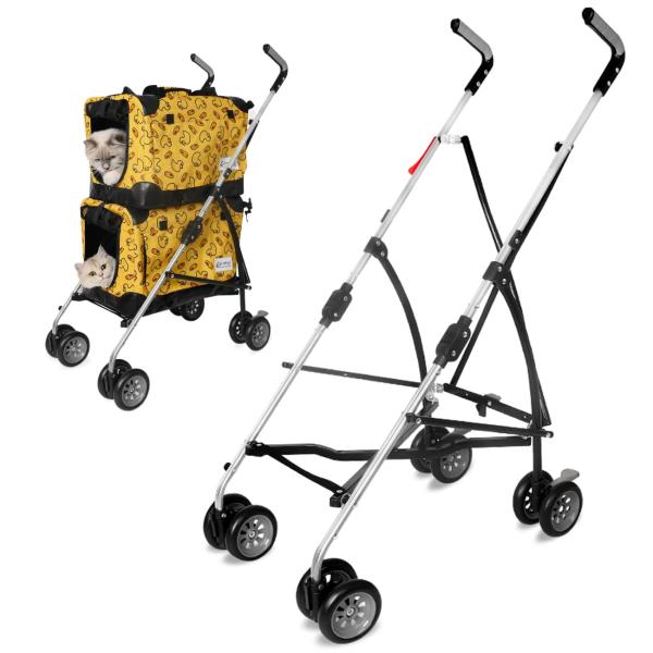 ペットカート 犬用ベビーカー 猫バギー 4輪 前輪360°回転 犬 カート 猫 バギー 分離型 折り...